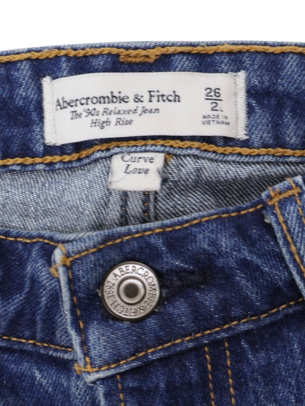 Abercrombie Curve Love '90s Relaxed High Rise Jeans 26 Long Medium Wash - Picture 6 of 8